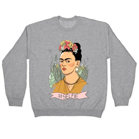 Frida #Selfie Crewneck Sweatshirt T-Shirts, Hoodie | CoreVibeTees.com (Image 2)
