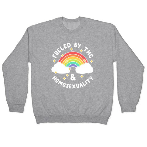 Fueled By THC & Homosexuality Crewneck Sweatshirt T-Shirts, Hoodie | CoreVibeTees.com (Image 2)