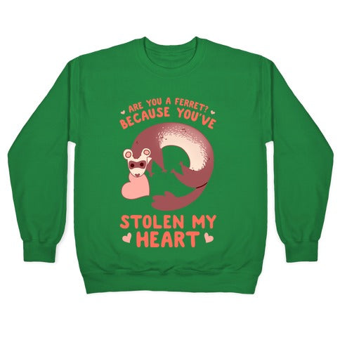 Are You A Ferret? Because You've Stolen My Heart Crewneck Sweatshirt T-Shirts, Hoodie | CoreVibeTees.com (Image 3)