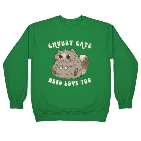 Chubby Cats Need Love Too Crewneck Sweatshirt T-Shirts, Hoodie | CoreVibeTees.com (Image 3)