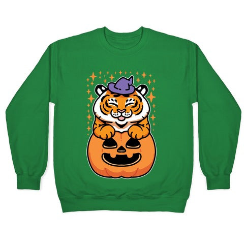 Cute Halloween Tiger Crewneck Sweatshirt T-Shirts, Hoodie | CoreVibeTees.com (Image 3)
