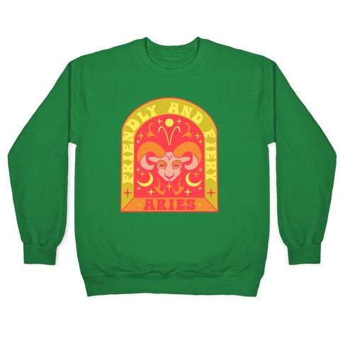 Friendly And Fiery Aries Crewneck Sweatshirt T-Shirts, Hoodie | CoreVibeTees.com (Image 3)