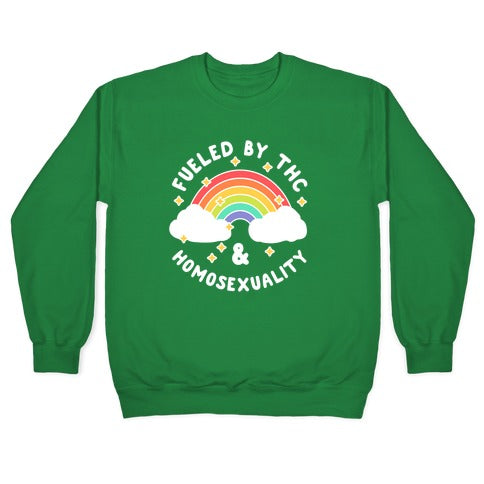 Fueled By THC & Homosexuality Crewneck Sweatshirt T-Shirts, Hoodie | CoreVibeTees.com (Image 3)