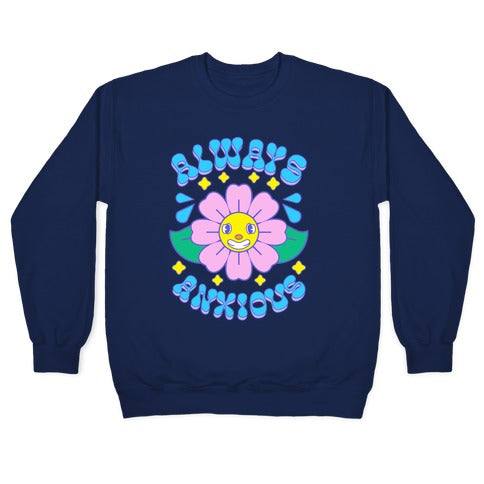 Always Anxious Cartoon Flower Crewneck Sweatshirt T-Shirts, Hoodie | CoreVibeTees.com (Image 4)
