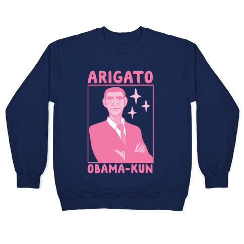Arigato, Obama-kun Crewneck Sweatshirt T-Shirts, Hoodie | CoreVibeTees.com (Image 4)