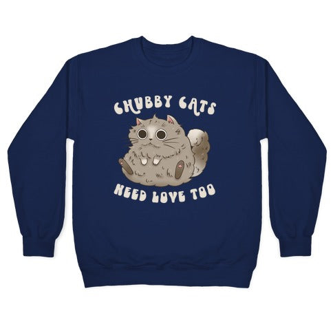 Chubby Cats Need Love Too Crewneck Sweatshirt T-Shirts, Hoodie | CoreVibeTees.com (Image 4)