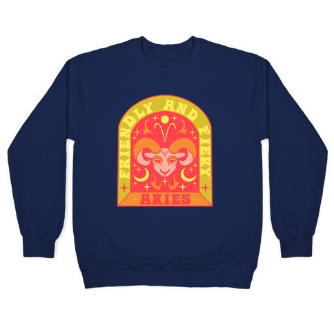 Friendly And Fiery Aries Crewneck Sweatshirt T-Shirts, Hoodie | CoreVibeTees.com (Image 4)