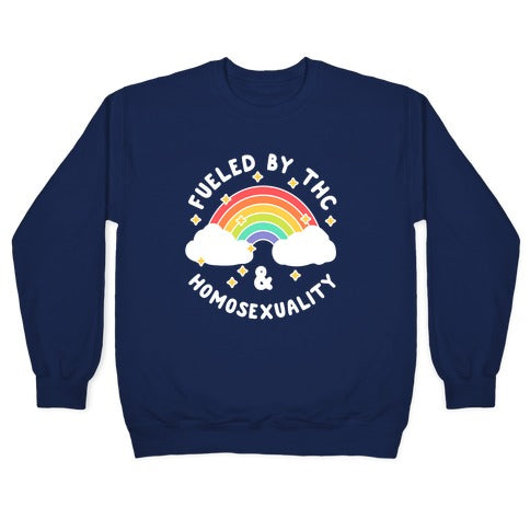 Fueled By THC & Homosexuality Crewneck Sweatshirt T-Shirts, Hoodie | CoreVibeTees.com (Image 4)