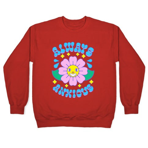 Always Anxious Cartoon Flower Crewneck Sweatshirt T-Shirts, Hoodie | CoreVibeTees.com (Image 5)