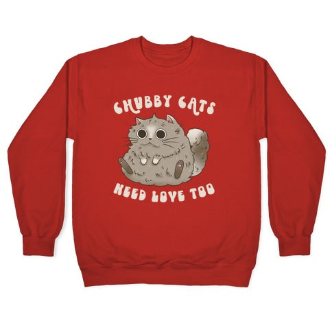 Chubby Cats Need Love Too Crewneck Sweatshirt T-Shirts, Hoodie | CoreVibeTees.com (Image 5)
