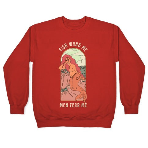 Fish Want Me Men Fear Me Mermaid Crewneck Sweatshirt T-Shirts, Hoodie | CoreVibeTees.com (Image 5)