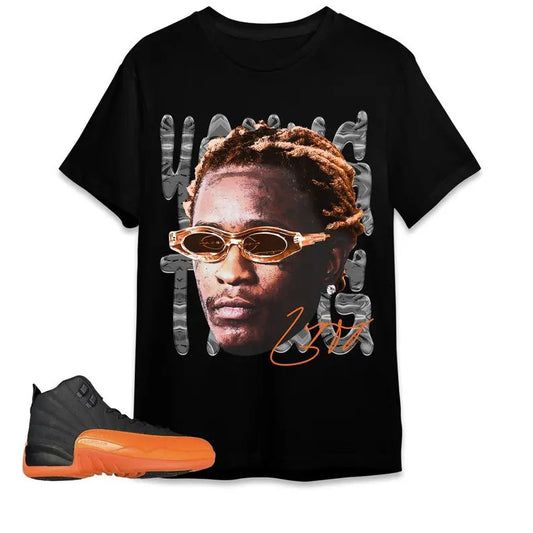 A J 12 Brilliant Orange Unisex T-shirt, Young Head, Shirt To Match Sneaker