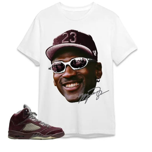 A J 5 Burgundy Unisex Shirt,  T-shirt, Head MJ, Shirt To Match Sneaker