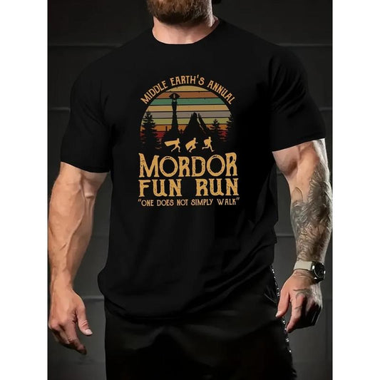 A person is not just walking. Letter printed T-shirt men's casual style summer and autumn slightly elastic round neck T-shirt Made in USA