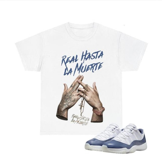 AA Real Hasta Hiphop Music T-shirt To Match Sneaker Diffused Blue 11, Streetwear Style T-shirt For Fan