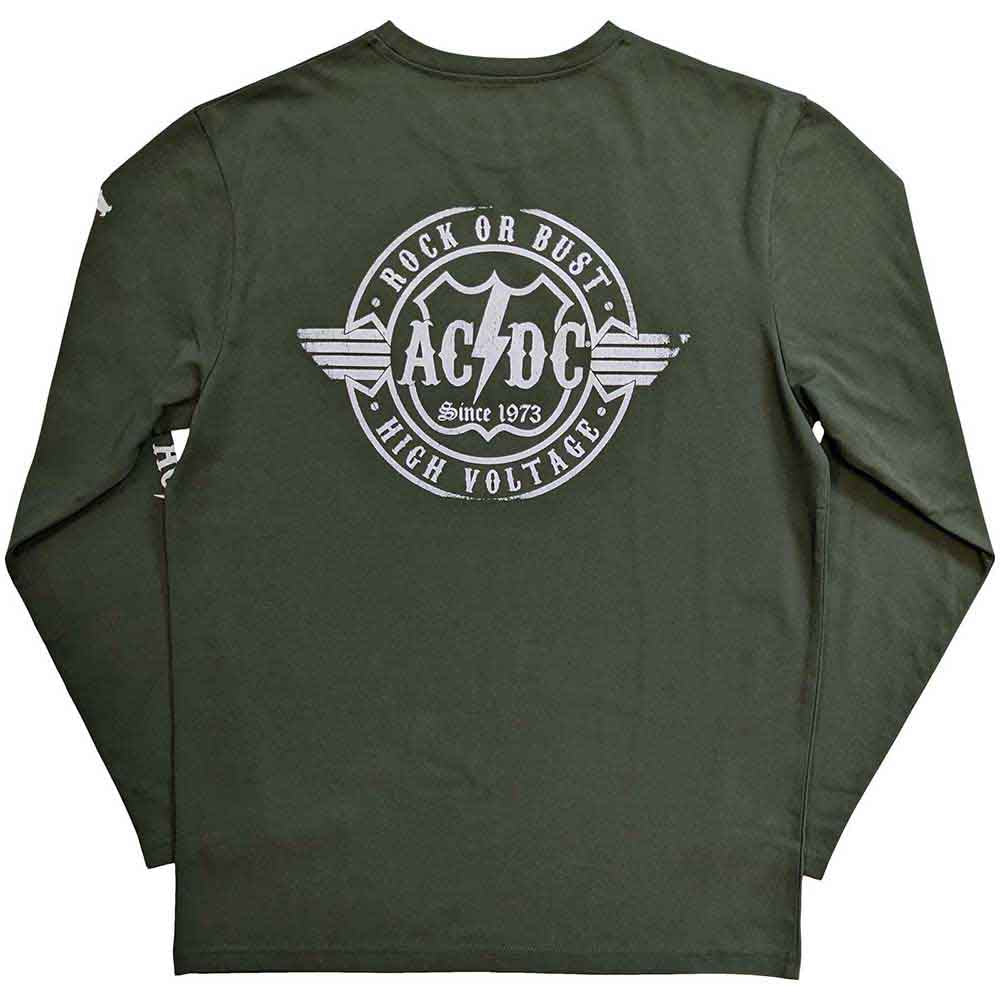 AC/DC Unisex Long Sleeve T Shirt - Rock or Bust (BACK & SLEEVE PRINT) Hoodie, Sweatshirt | CoreVibeTees.com (Image 2)
