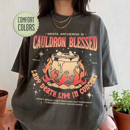 ACOTAR Nesta Archeron Cauldron Blessed Lady Death Band Shirt, Rhysand Cassian, Booktok T-shirt, SJM Trendy Merch