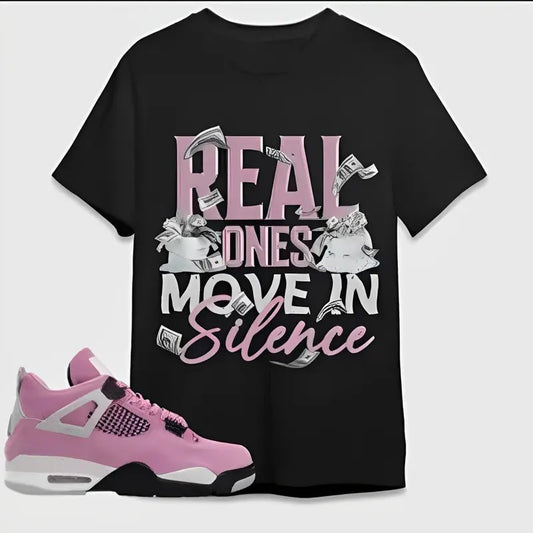 AJ 4 Orchid Neutral Grey Black White Unisex T-Shirt, Sweatshirt, Hoodie, Move In Silence Money, Shirt To Match Shoes