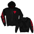Heart Skull Embroidered Zip-Up Hoodie (Black) T-Shirts, Sweatshirt | CoreVibeTees.com