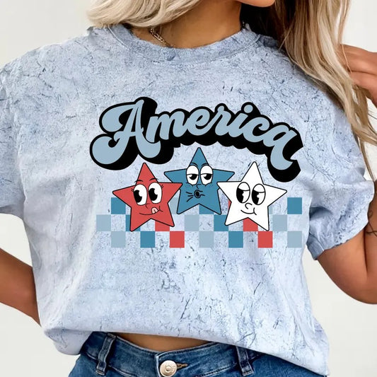 AMERICA STARS BABE SHIRT, 4TH OF JULY SHIRT, JULY 4TH SHIRT UNISEX COTTON SHIRT, OVERSIZED HOLIDAY SUMMER SHIRT Comfort Fabric