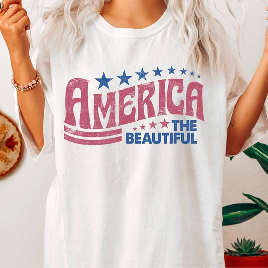 AMERICA THE BEAUTIFUL #2 SHIRT, 4TH OF JULY SHIRT, JULY 4TH SHIRT UNISEX COTTON SHIRT, OVERSIZED HOLIDAY SUMMER SHIRT Comfort Fabric