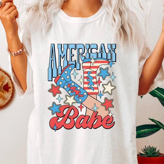 AMERICAN BABE SHIRT, 4TH OF JULY SHIRT, JULY 4TH SHIRT UNISEX COTTON SHIRT, OVERSIZED HOLIDAY SUMMER SHIRT Comfort Fabric