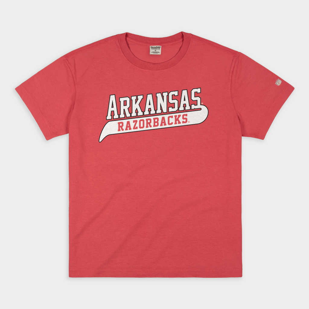 Arkansas Razorbacks Baseball Uniform Vintage Heavyweight Tee Hoodie, Sweatshirt | CoreVibeTees.com (Image 1)