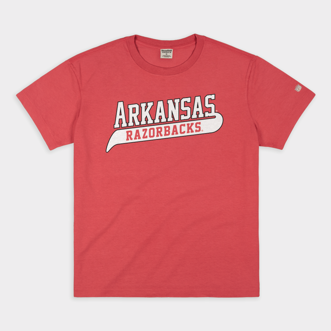 Arkansas Razorbacks Baseball Uniform Vintage Heavyweight Tee Hoodie, Sweatshirt | CoreVibeTees.com (Image 1)