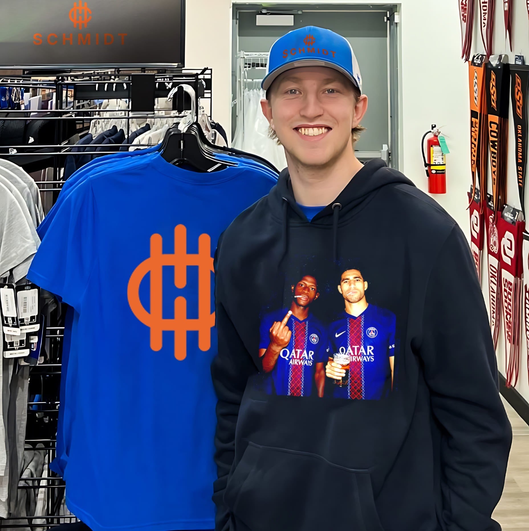 Achraf Hakimi and Nuno Mendes Paris Saint-Germain Middle finger shirt