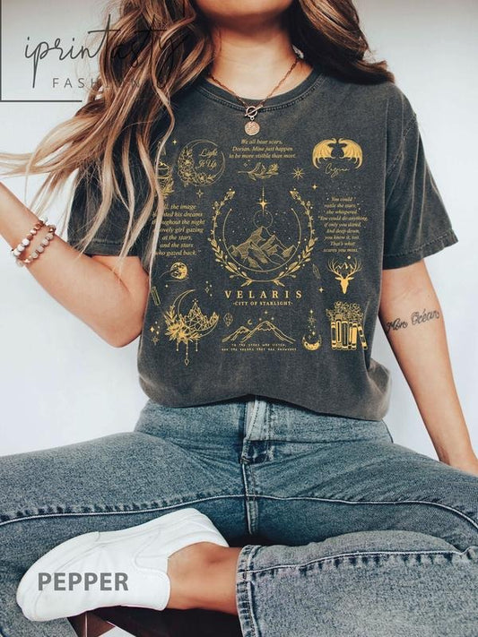Acotar graphics t-shirt, SJM Velaris shirt, SJM shirt, A Court of Thorns and Roses Court, iprintasty, SJM fan T-shirt