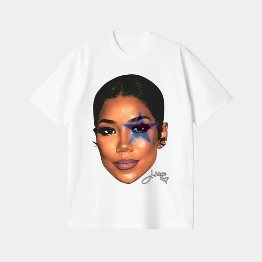 Add a Pop of Blue with Jhene Big Face Graphic Tee