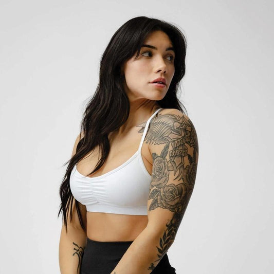 Adjustable Strive Sports Bra in White - Perfect for Summer Workouts
