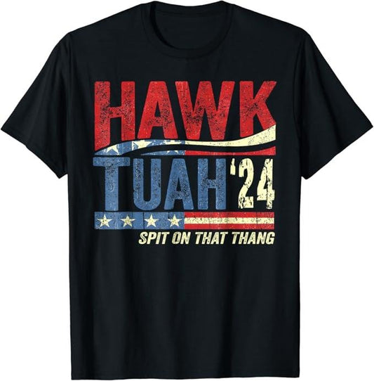 Adult Humor Shirts, Hawk Tuah 24 Spit On That Thang Give Funny Retro T-Shirt Top Classic Unisex Casual Cotton
