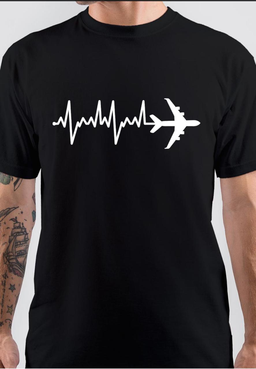 Aeroplane Traveller ECG Heartbeat T-Shirt Hoodie, Sweatshirt | CoreVibeTees.com