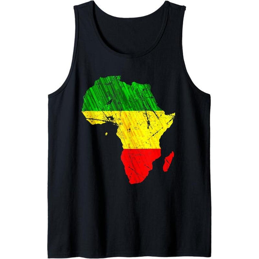 Africa Map Reggae Rasta print Green Yellow Red Africa pride Tank Top MADE IN USA