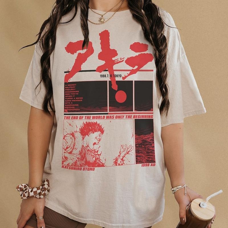 Akira Graphic T-Shirt, Retro Grunge Anime Tee Shirt, Japanese Neo-Tokyo Manga Cyberpunk Merch, Akira 80s Sci-Fi Anime TShirt