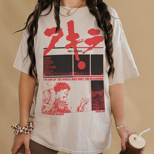 Akira Graphic T-Shirt, Retro Grunge Anime Tee Shirt, Japanese Neo-Tokyo Manga Cyberpunk Merch, Akira 80s Sci-Fi Anime TShirt