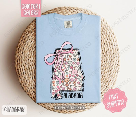 Alabama Comfort Color State Tshirt, Cute Alabama Shirt, Alabama Tshirt, Alabama Shirt