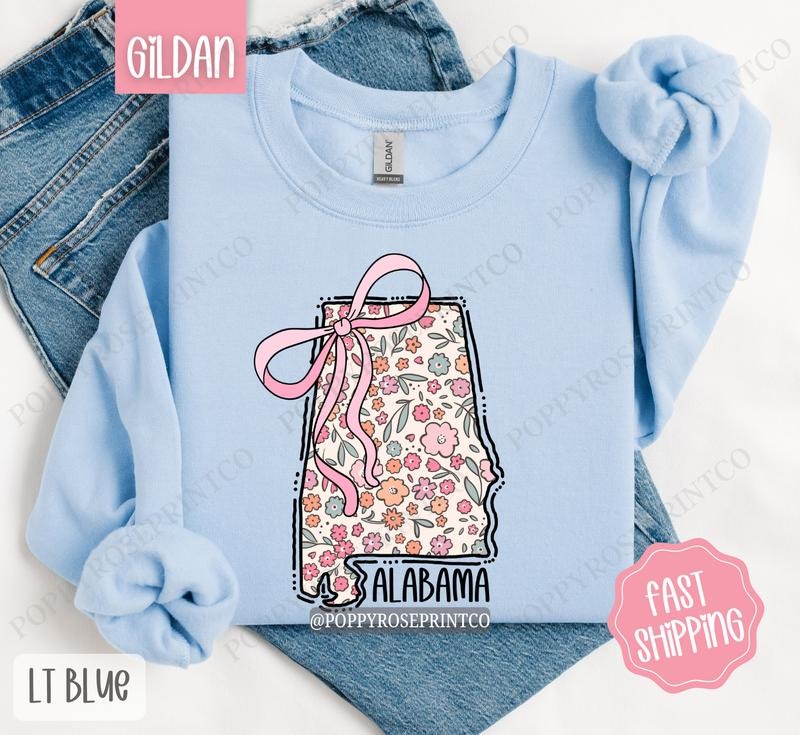 Alabama Floral Sweatshirt, Cute Alabama Sweatshirt, Alabama State Sweatshirt