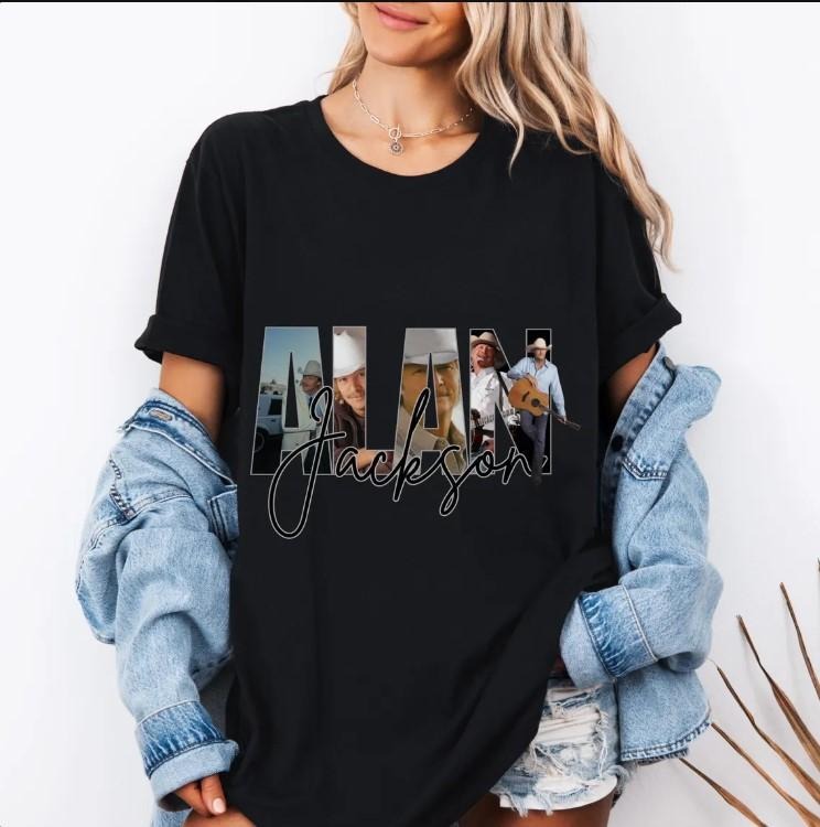 Alan Jackson shirt, 90's country music black tee