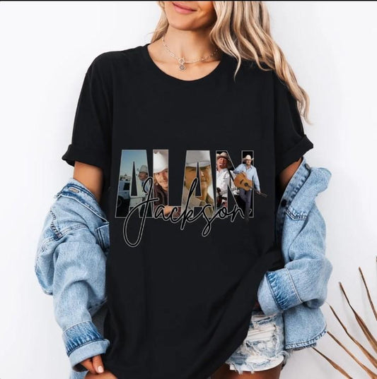 Alan Jackson shirt, 90's country music black tee