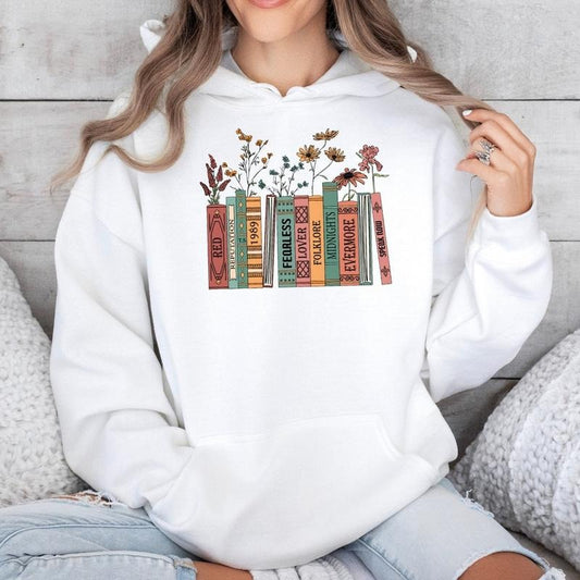Albums As Books Hoodie, Aesthetic For Book Lovers, Crewneck Hoodie, Folk Music Hoodie, Country Music Hoodie, Rock Music Hoodie, Perfect gift, Clothing Gift, gift for her, gift for women, Birthday Gift
