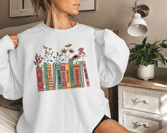 Albums As Books Sweatshirt, Aesthetic For Book Lovers, Crewneck Sweater, Folk Music Hoodie, Country Music Hoodie, Rock Music Sweater, Perfect gift, Clothing Gift, gift for her, gift for women, Birthday Gift