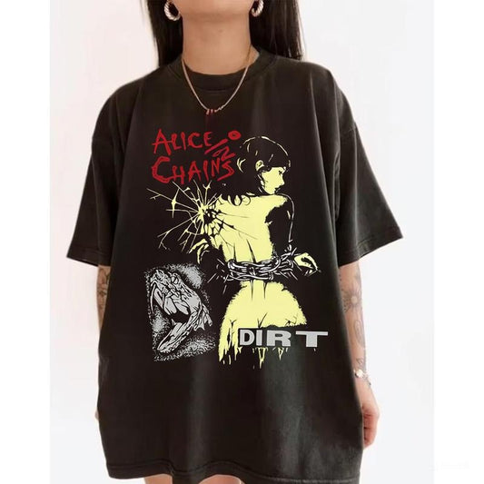 Alice In Chains Dirt Album Tour Cotton Gift For Fan S to 5XL T-shirt, Retro Alice In Chains Tee Gift, Gift For Her, Music Tour Shirt, vintage Graphic Tee 9B6