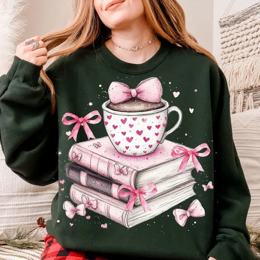 All Booked for Valentine's Day Unisex Cotton T-Shirt - Loose Fit Crewneck Sweatshirt - Pullover