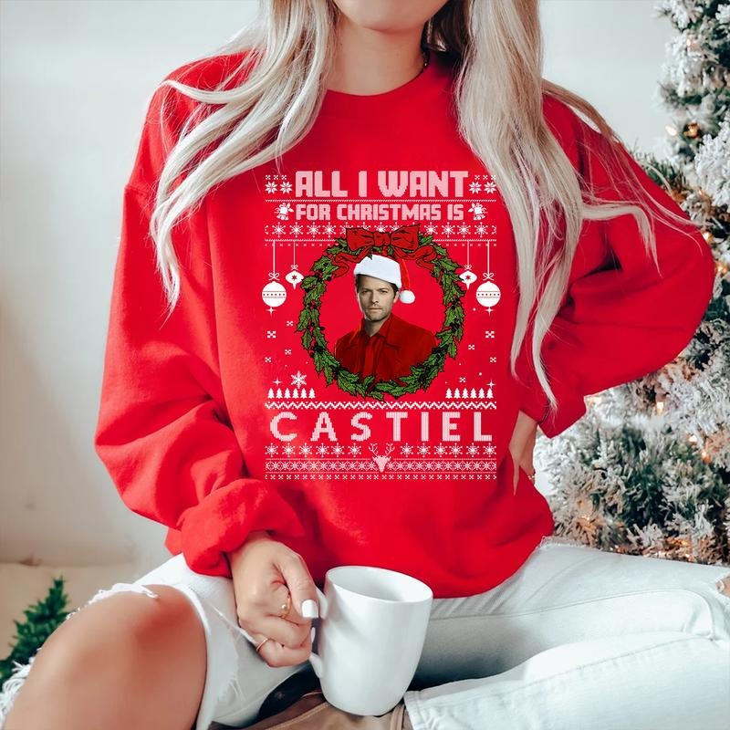 All I Want For Christmas Is Castiel T Shirt, Castiel T Shirt, Gift For Woman and Man Unisex T-Shirt Sweatshirt Hoodie