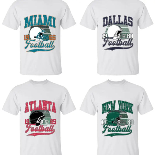 All Team Football Cotton Tee, Graphic Vintage Sport Tees, Gildan 5000 Unisex Crewneck Sport Classic T-Shirt, Summer Shirts for Men, T-Shirt for Women, for Men, Sport All Team Shirt