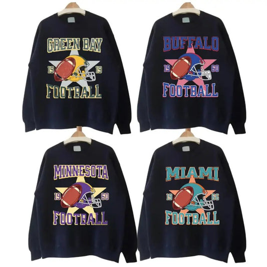 All Teams Football Sweatshirt and Hoodie, Cincinnati Football, New England Football, Baltimore Football, New York Football Sweatshirt, Unisex Womens Mens Shirt Gift For Fan Classic Cotton