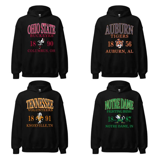 All Teams NCAA Collection Unisex Black Hoodie, Gift For NCAA Fans, Vintage Graphic Tees, Unisex Hoodies