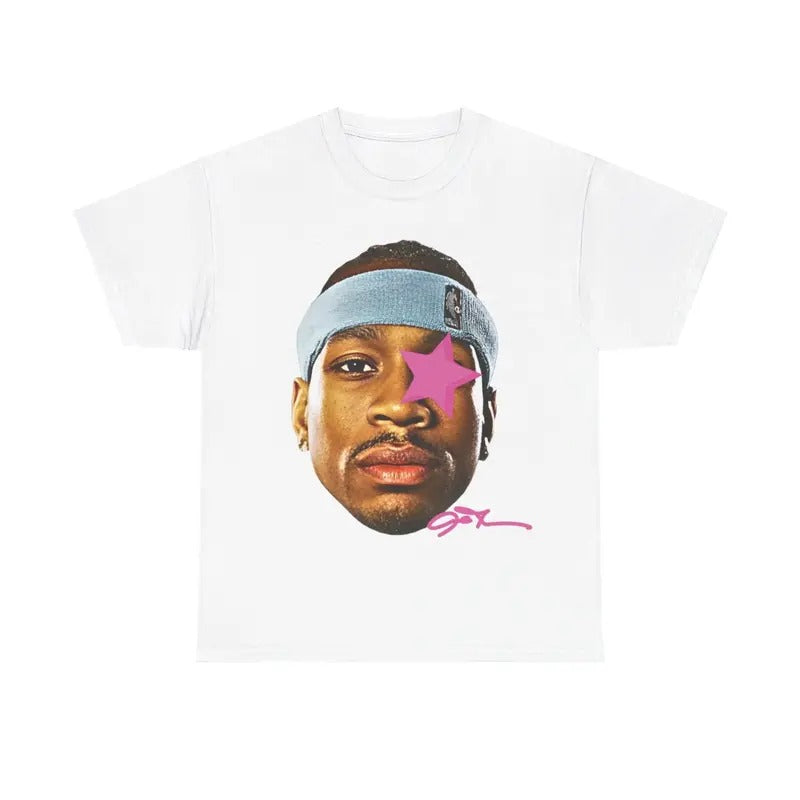Allen Iverson Inspired Vintage Graphic T-shirt 90s Styled   Retro Top with Hip-Hop Vibes and Comfortable Fit Crewneck Shortsleeve